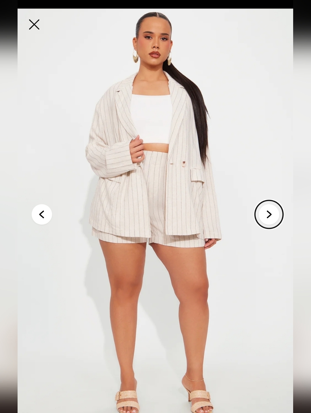 Fashion Nova Linen Blend Beige Jacket Short Summer Suit Sz XL - Picture 6 of 13